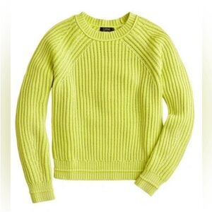 J.Crew Lime Green Ribbed Knit Sweater | Crewneck Pullover